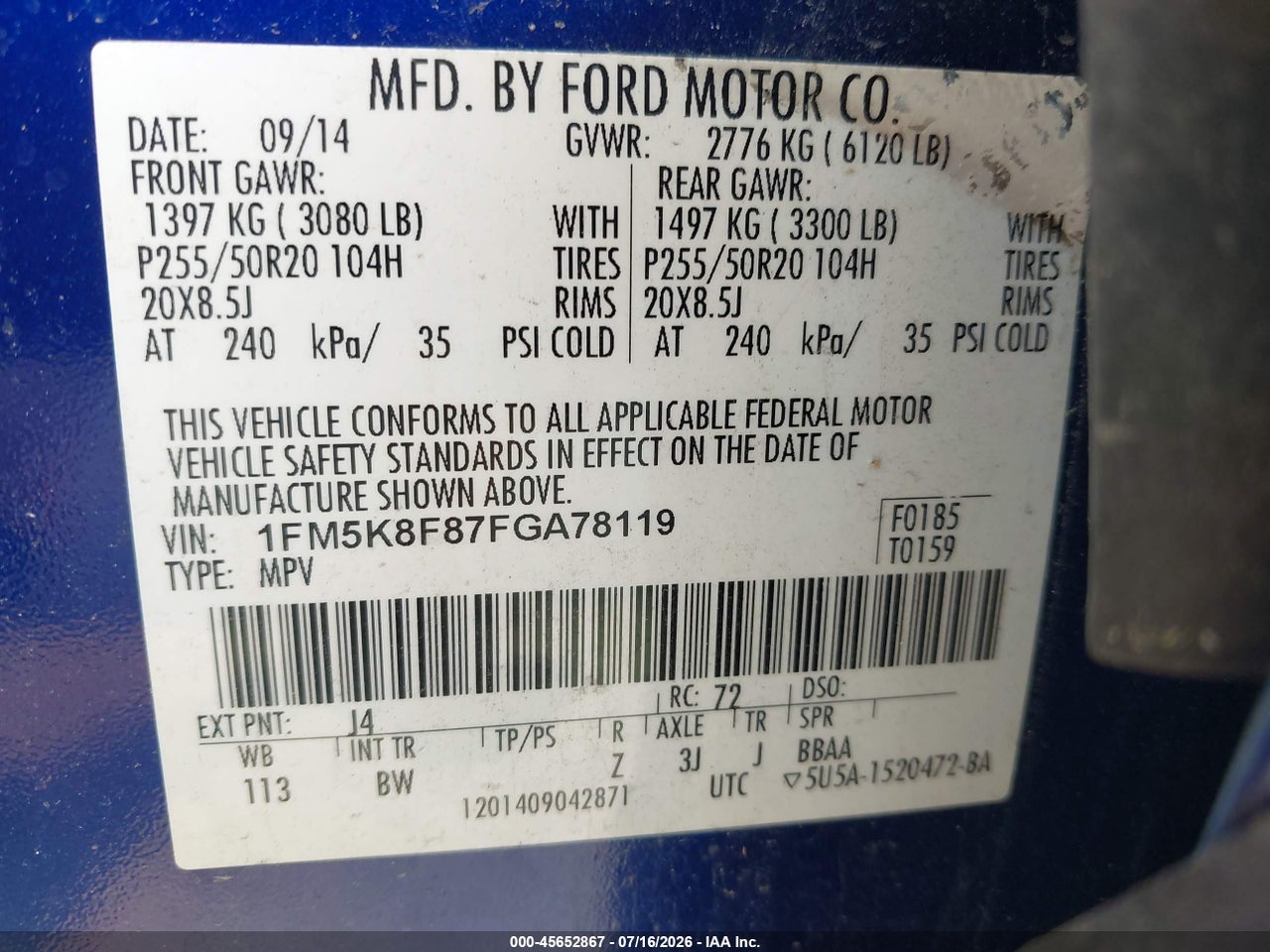 2015 FORD EXPLORER LIMITED thumbnail 10