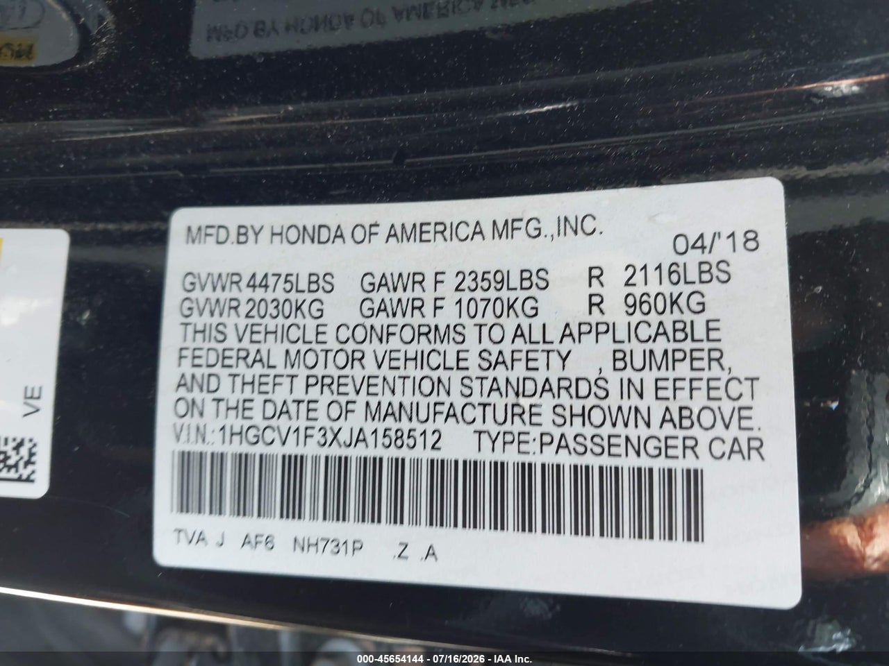 2018 HONDA ACCORD SPORT thumbnail 10