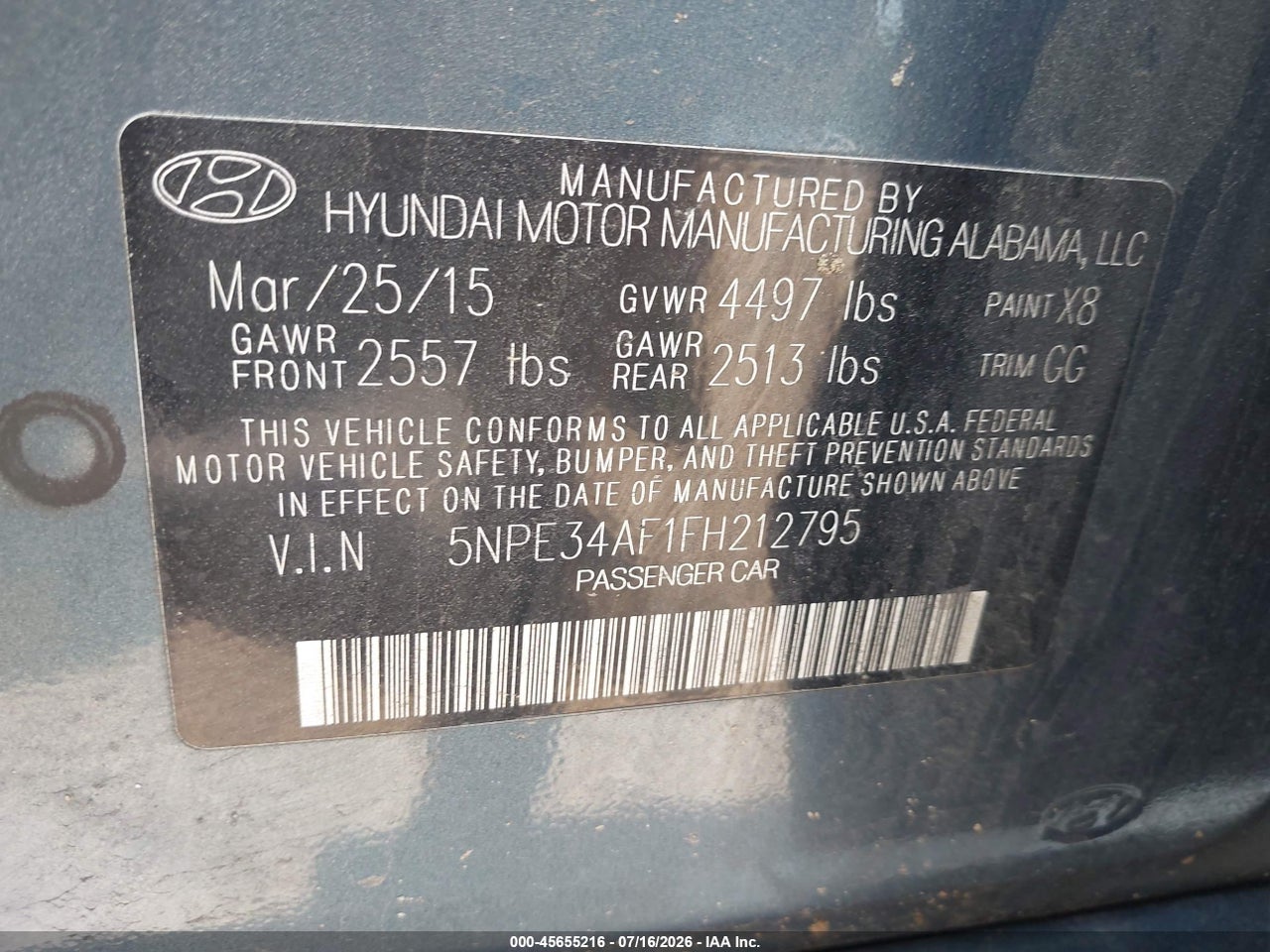 2015 HYUNDAI SONATA SPORT thumbnail 10