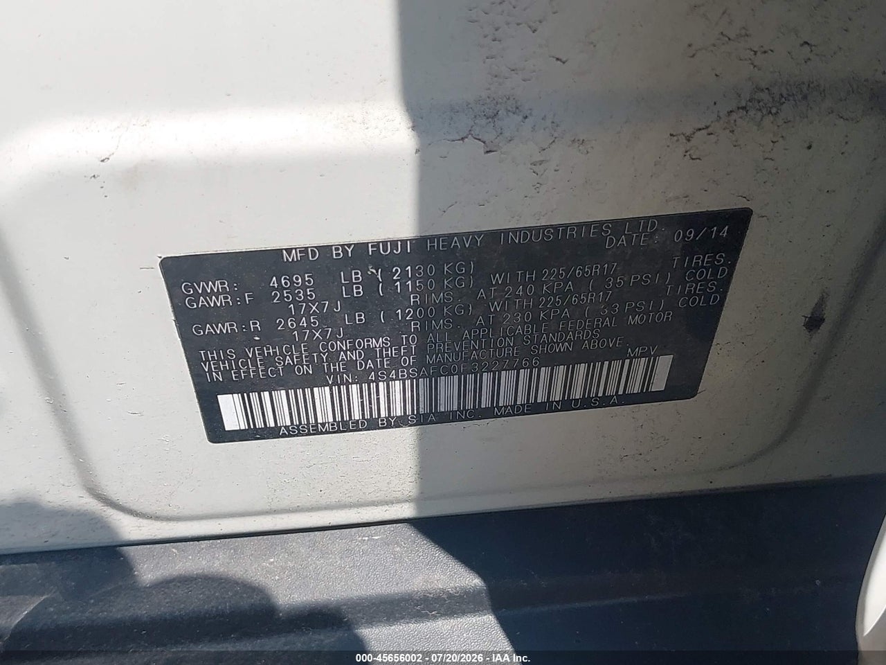 2015 SUBARU OUTBACK 2.5I PREMIUM thumbnail 10