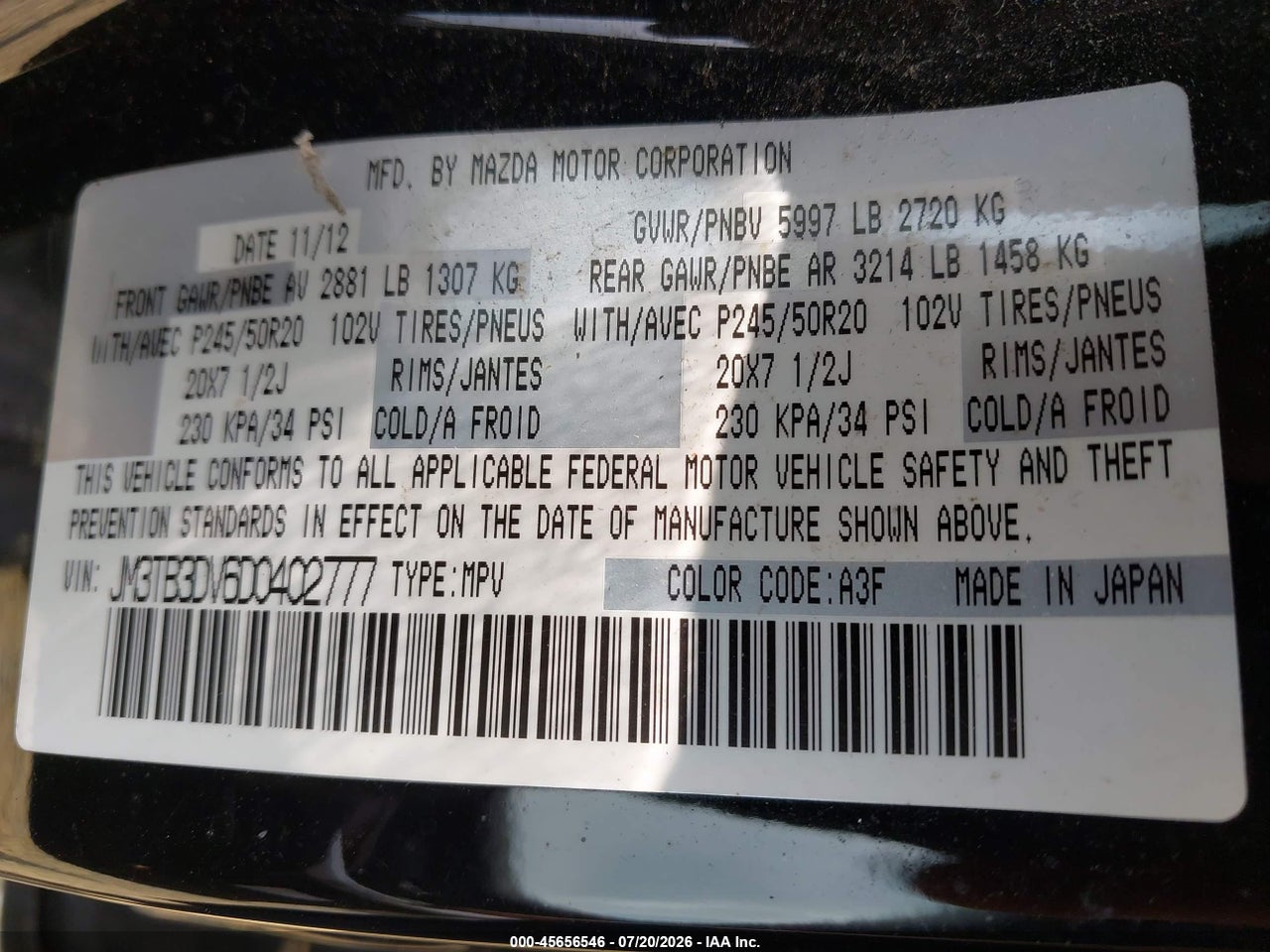 2013 MAZDA CX-9 GRAND TOURING thumbnail 10