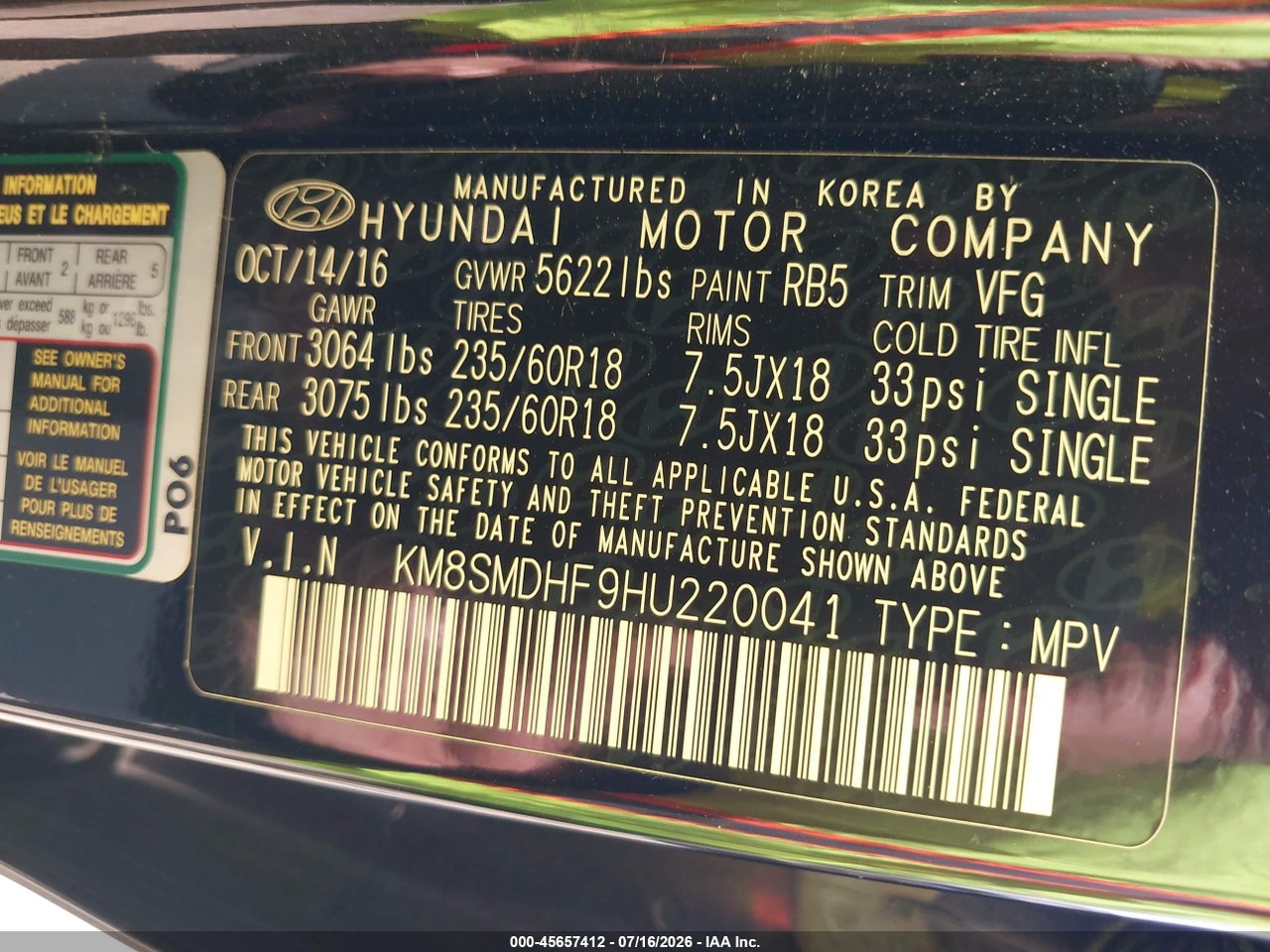 2017 HYUNDAI SANTA FE SE thumbnail 10