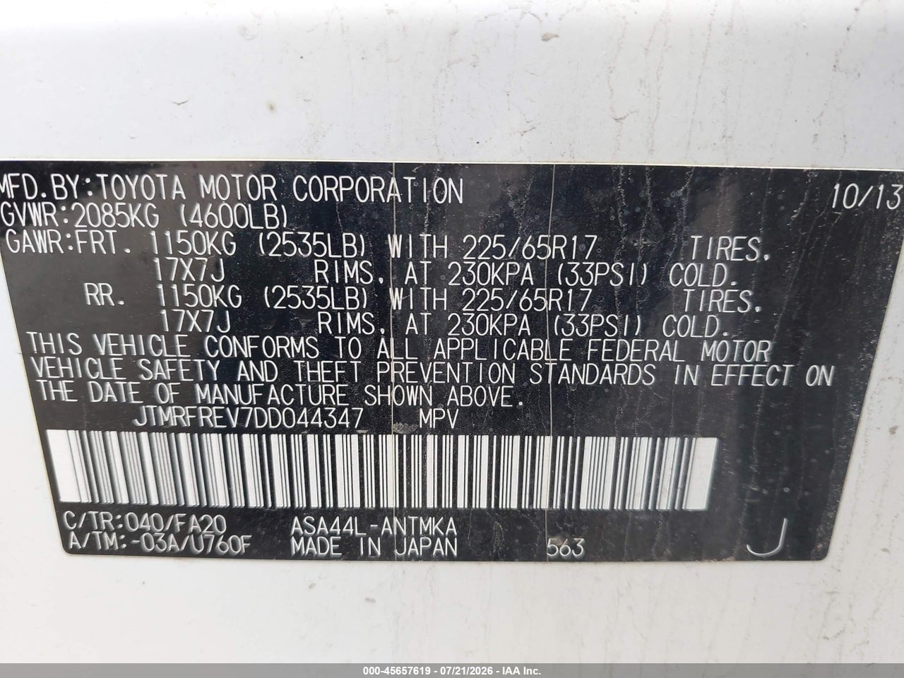 2013 TOYOTA RAV4 XLE thumbnail 10