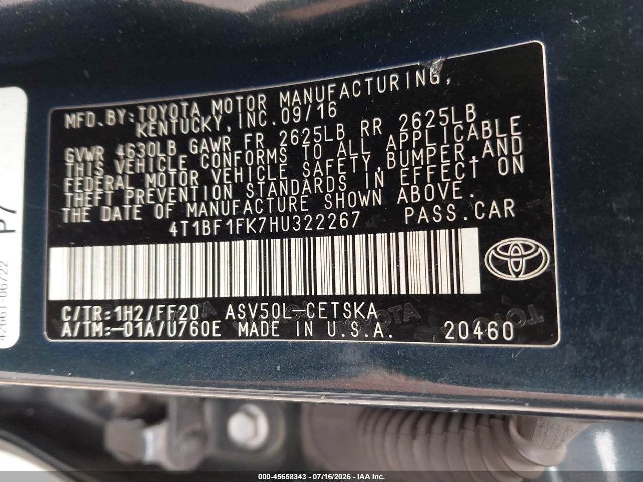 2017 TOYOTA CAMRY SE thumbnail 10