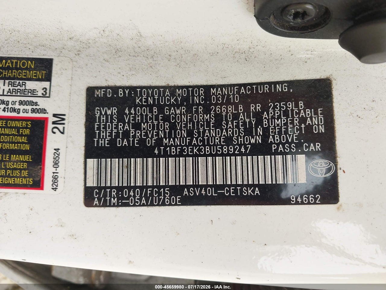 2011 TOYOTA CAMRY SE thumbnail 10