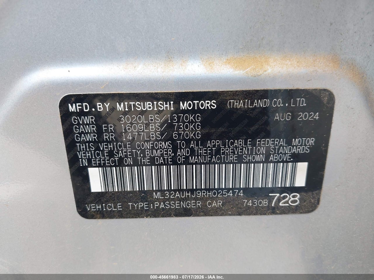 2024 MITSUBISHI MIRAGE ES/LE thumbnail 10