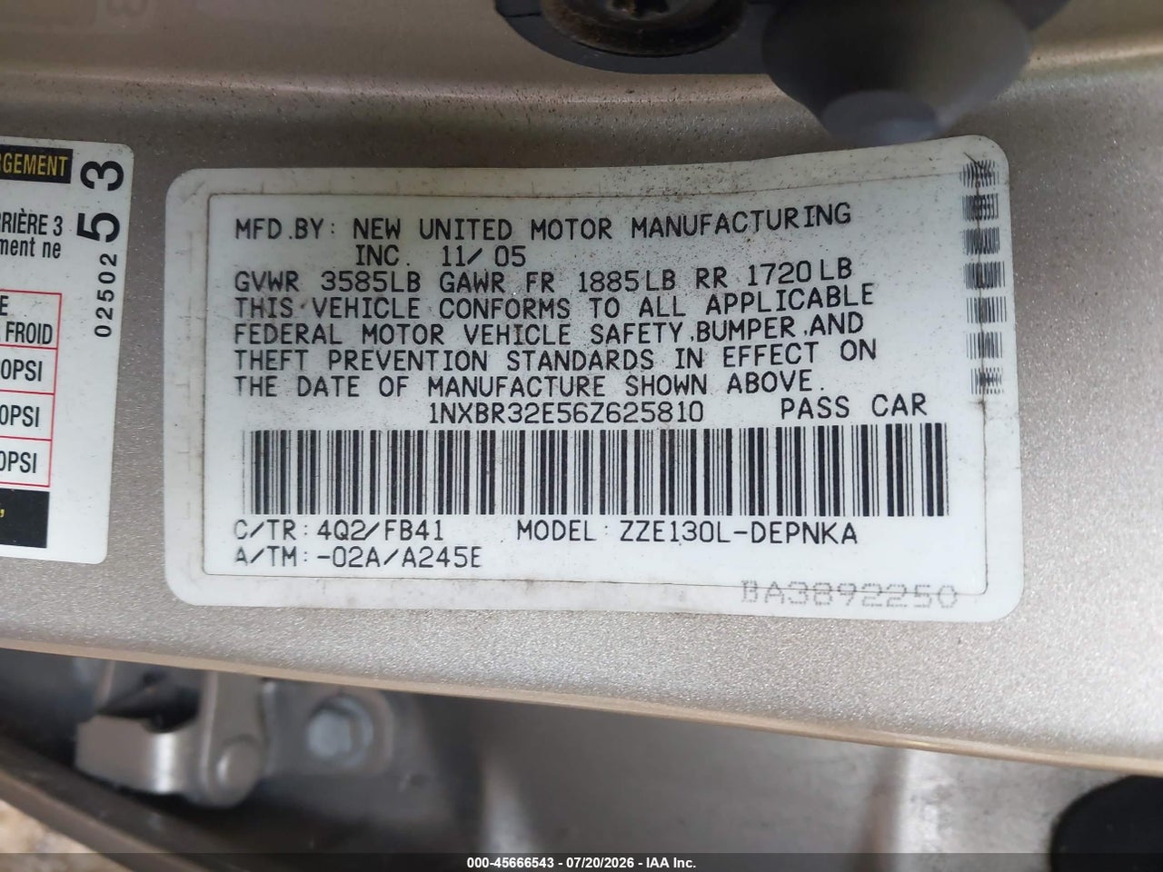 2006 TOYOTA COROLLA LE thumbnail 10