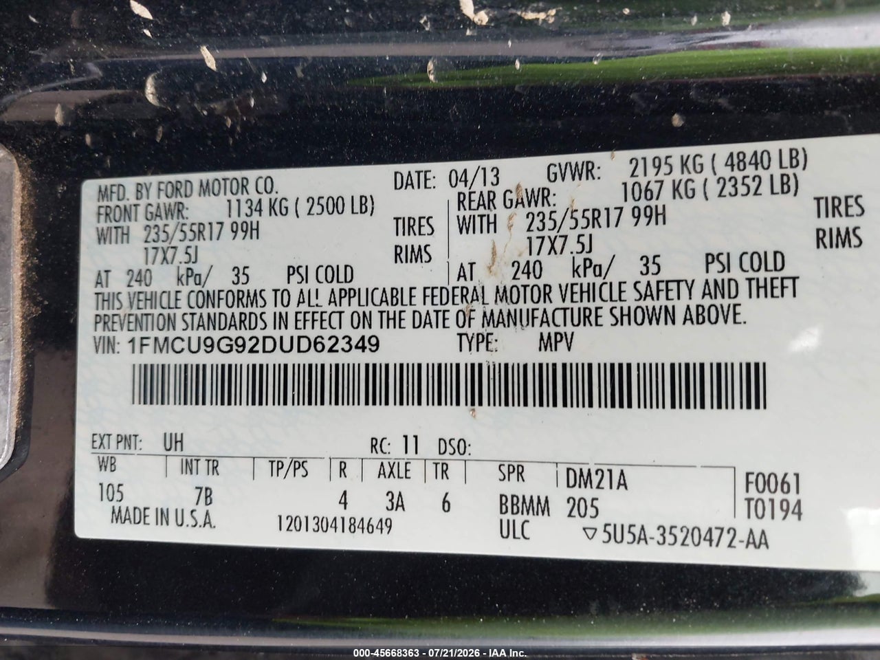 2013 FORD ESCAPE SE thumbnail 10