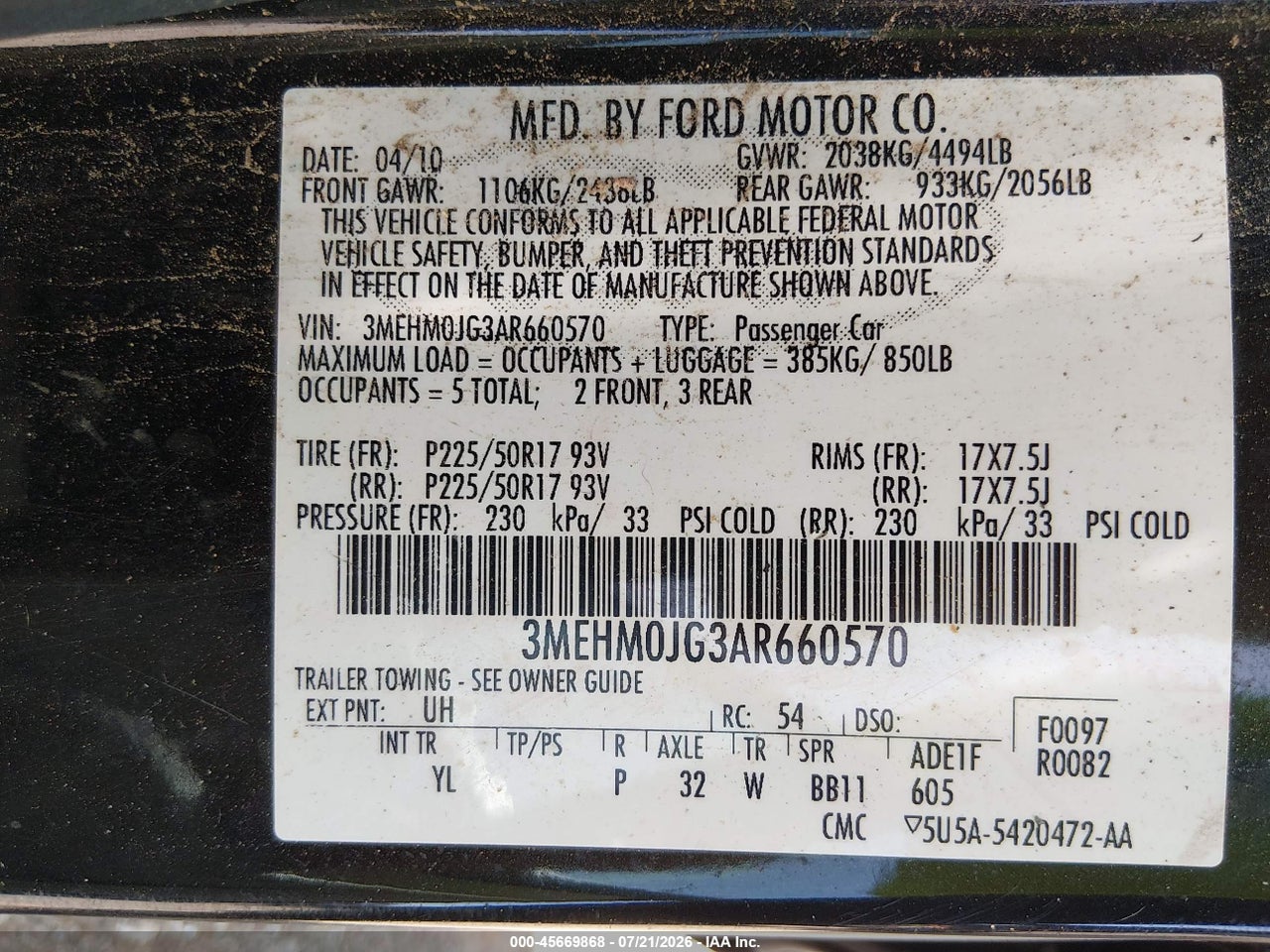 2010 MERCURY MILAN PREMIER thumbnail 10