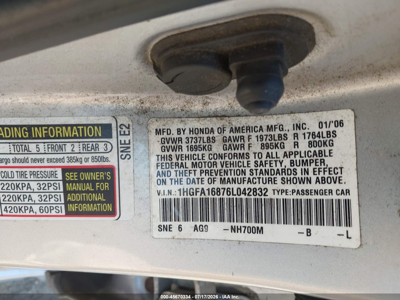 2006 HONDA CIVIC EX thumbnail 10