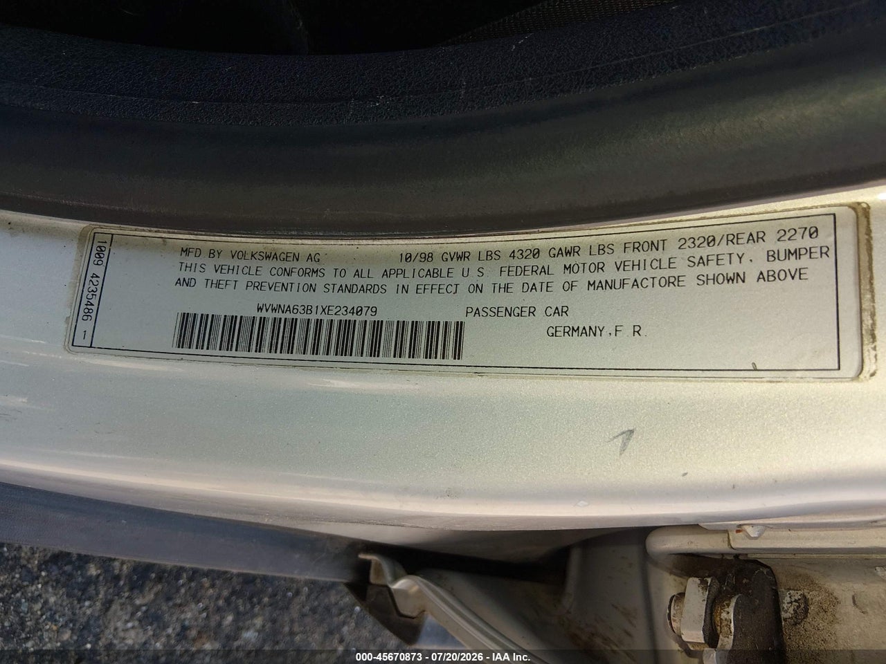 1999 VOLKSWAGEN PASSAT GLS thumbnail 10