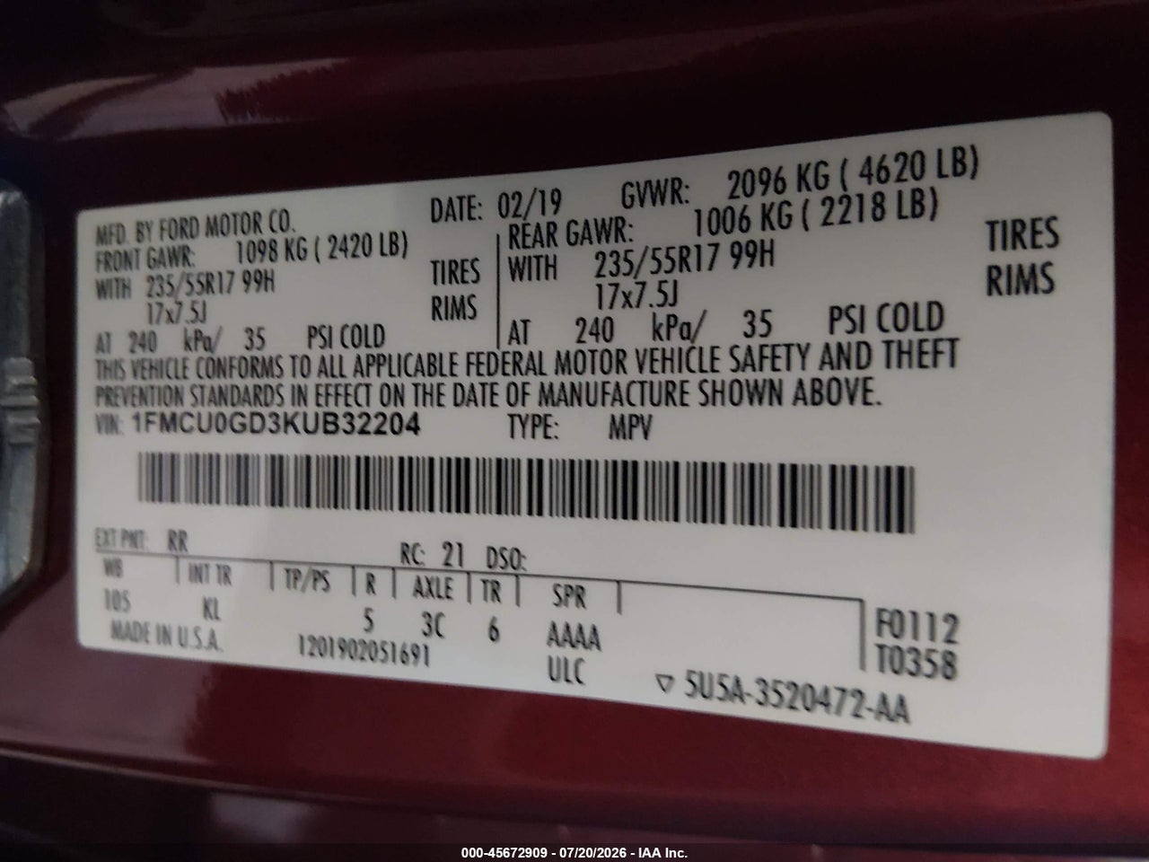 2019 FORD ESCAPE SE thumbnail 10