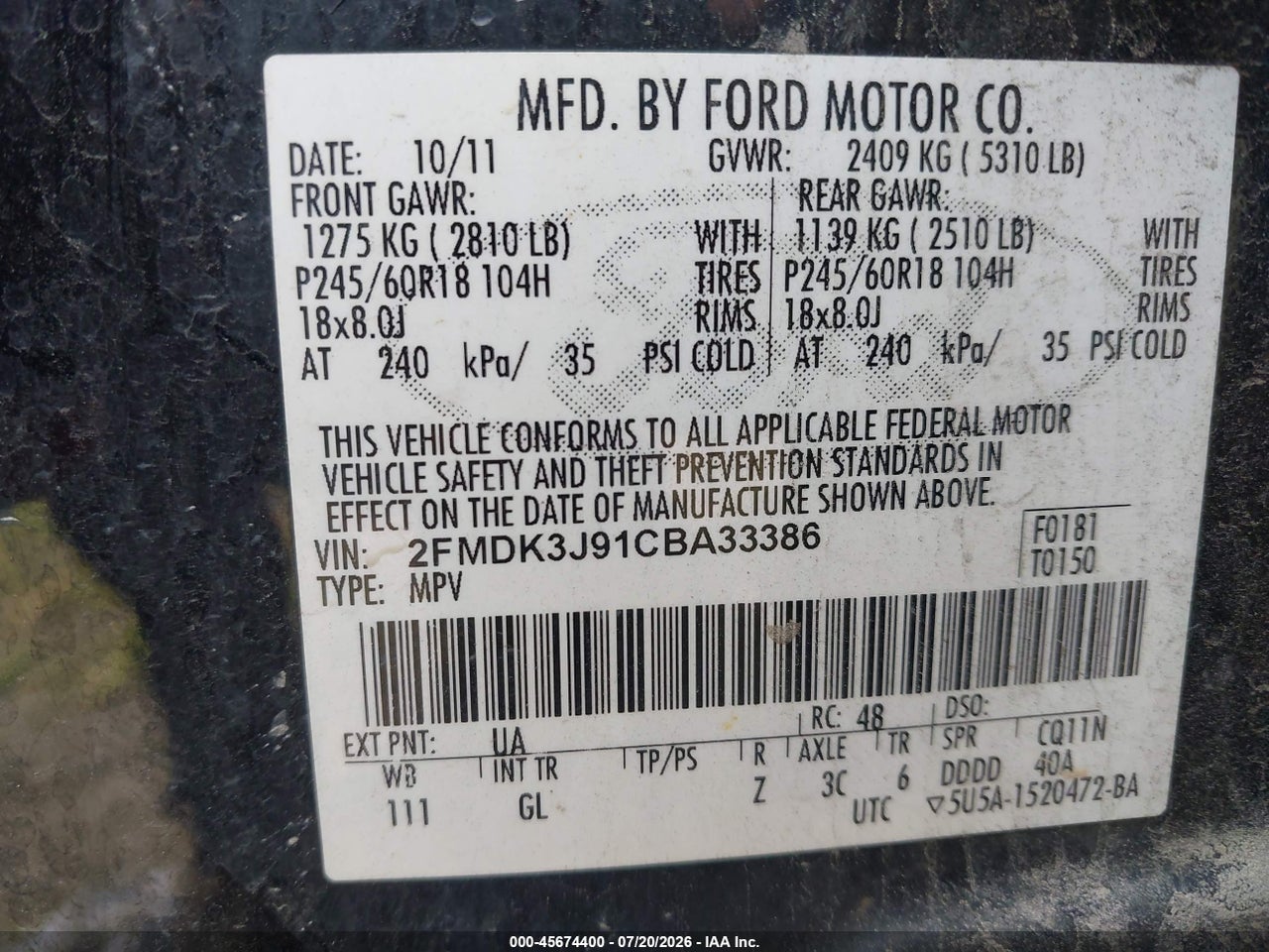 2012 FORD EDGE SEL thumbnail 10