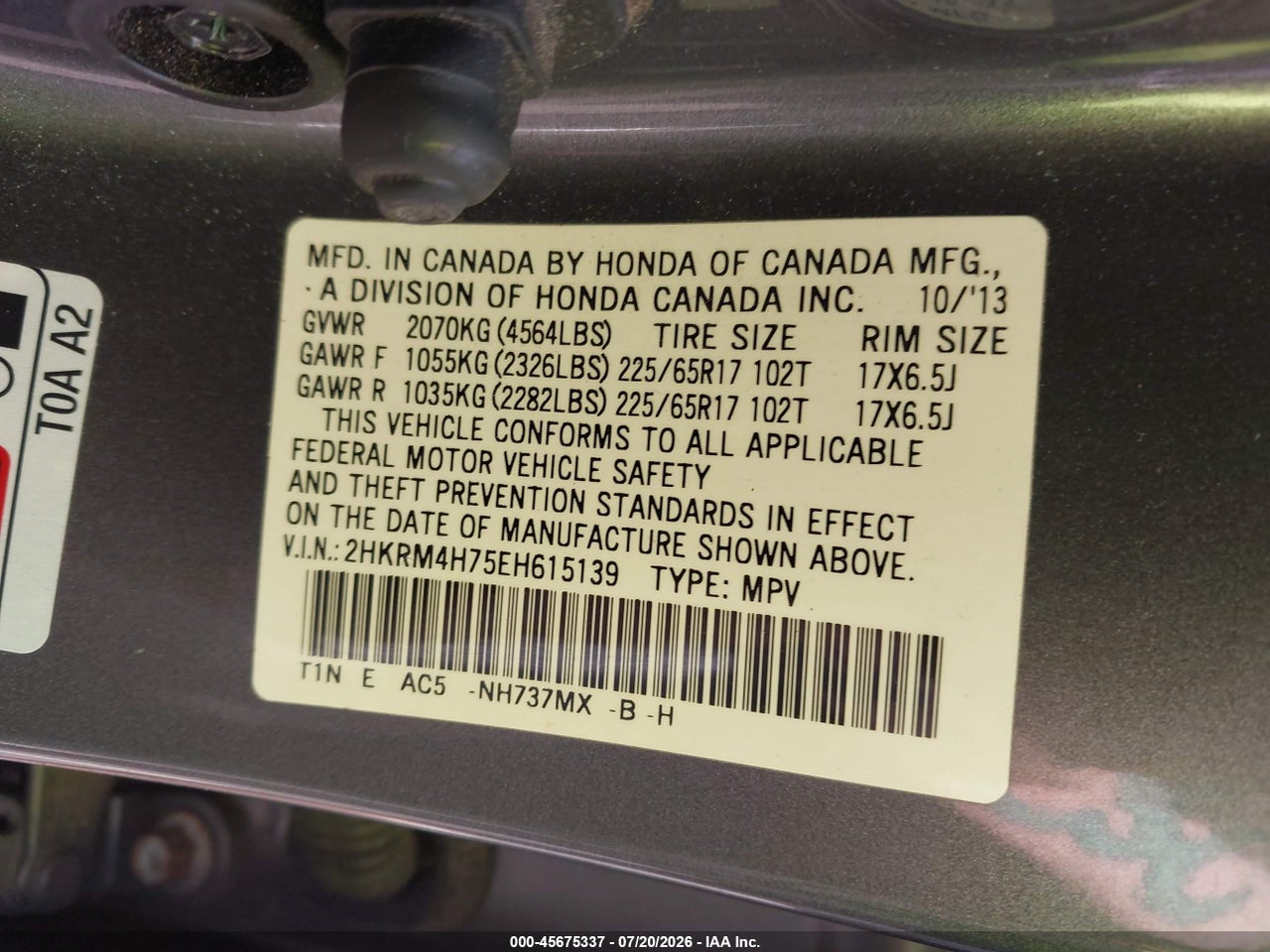 2014 HONDA CR-V EX-L thumbnail 10