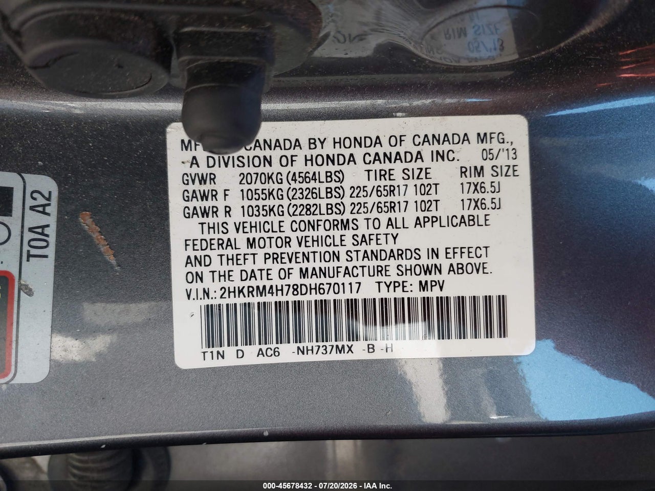 2013 HONDA CR-V EX-L thumbnail 10