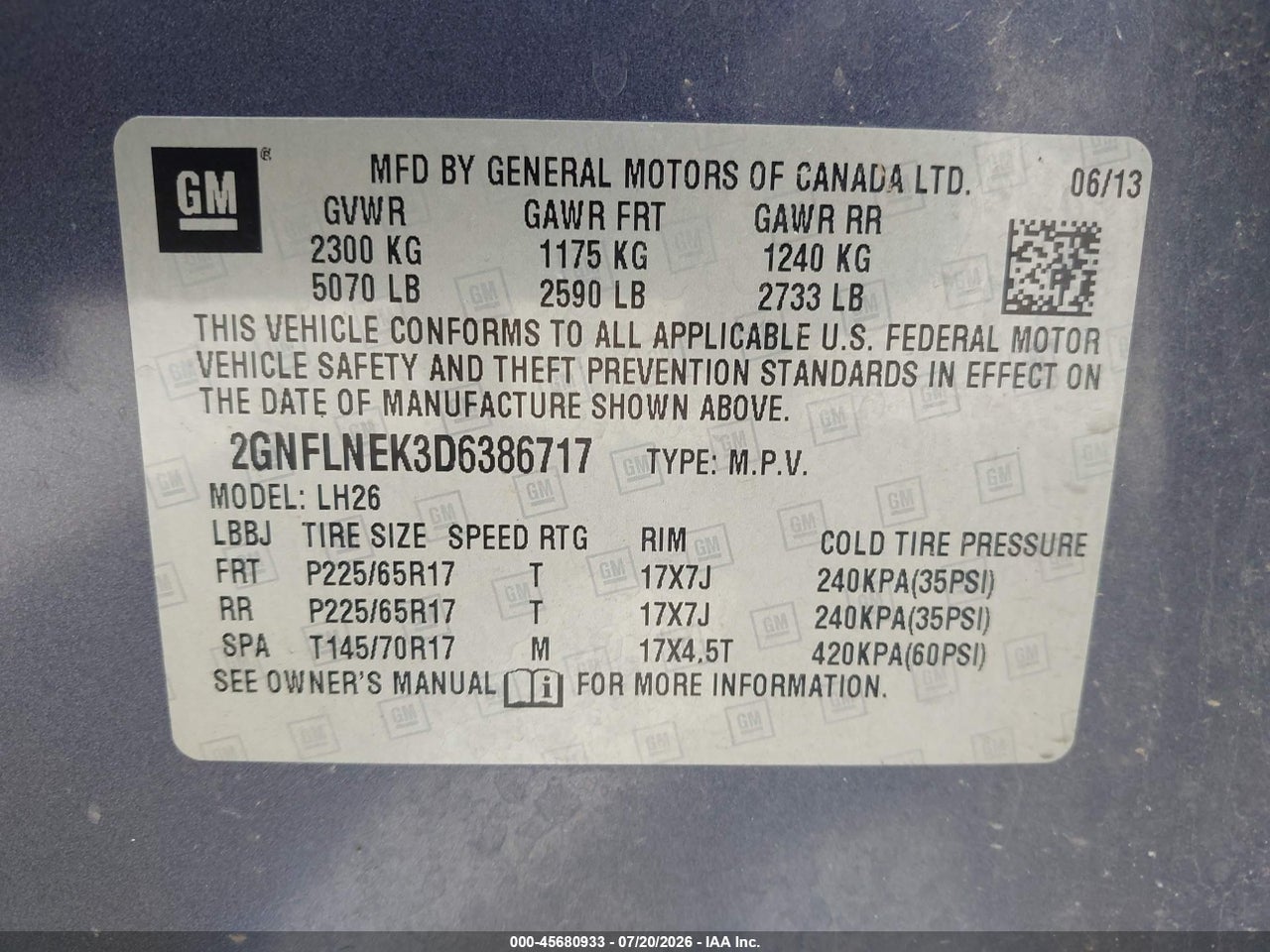 2013 CHEVROLET EQUINOX LT thumbnail 10