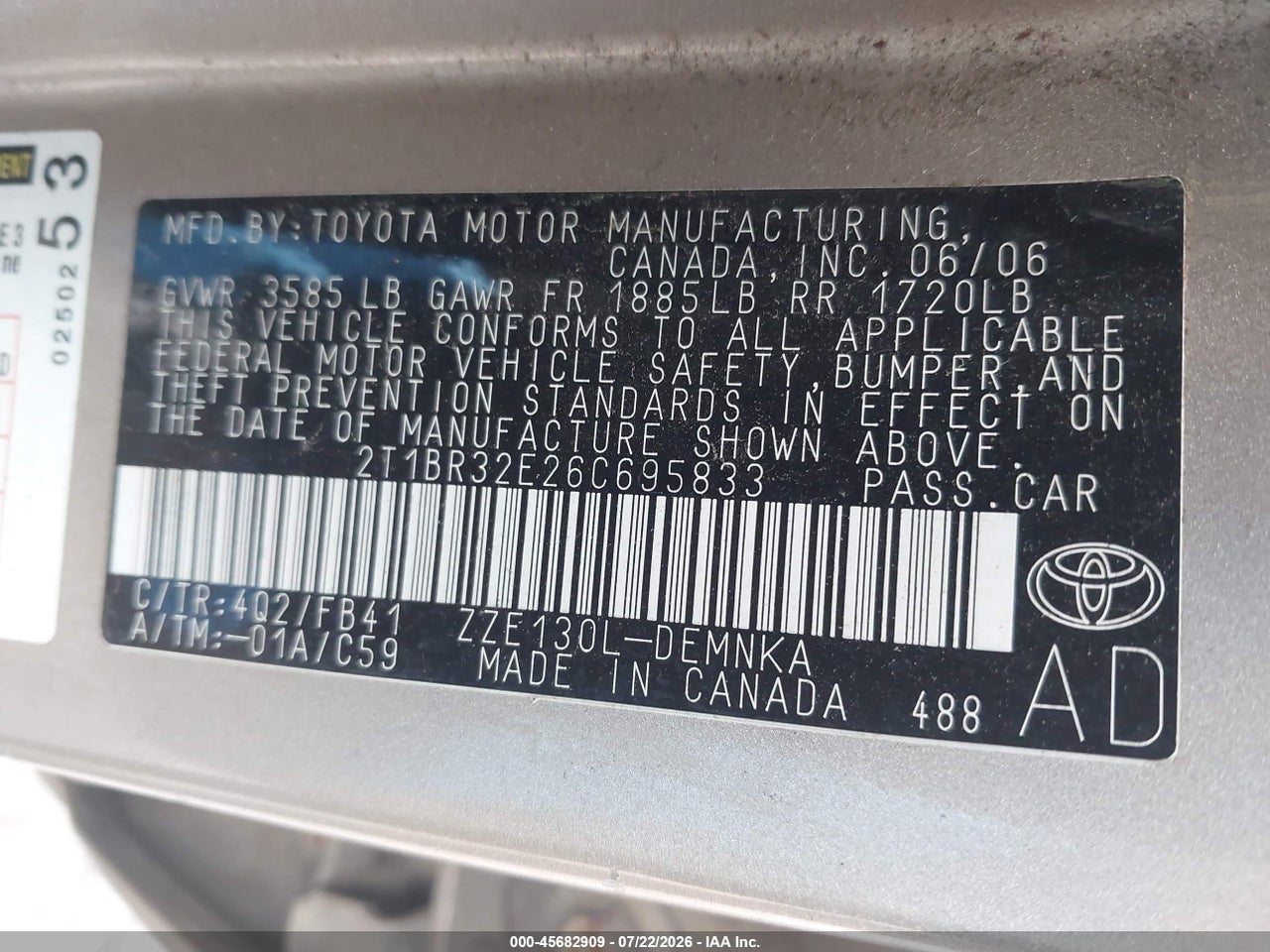 2006 TOYOTA COROLLA LE thumbnail 10
