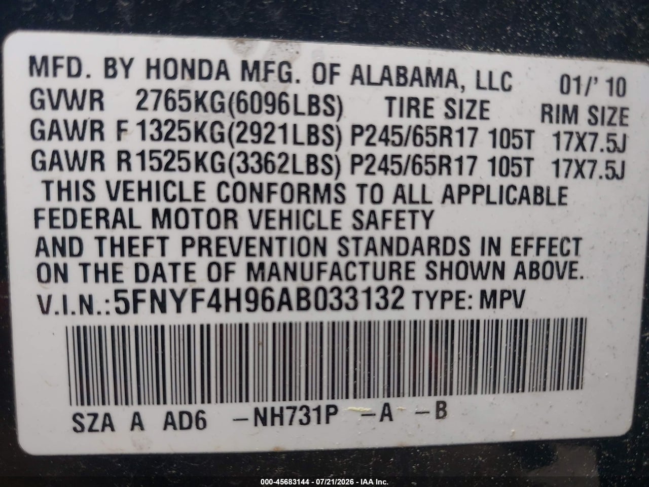 2010 HONDA PILOT TOURING thumbnail 10