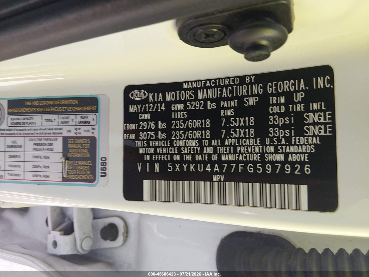 2015 KIA SORENTO EX V6 thumbnail 10