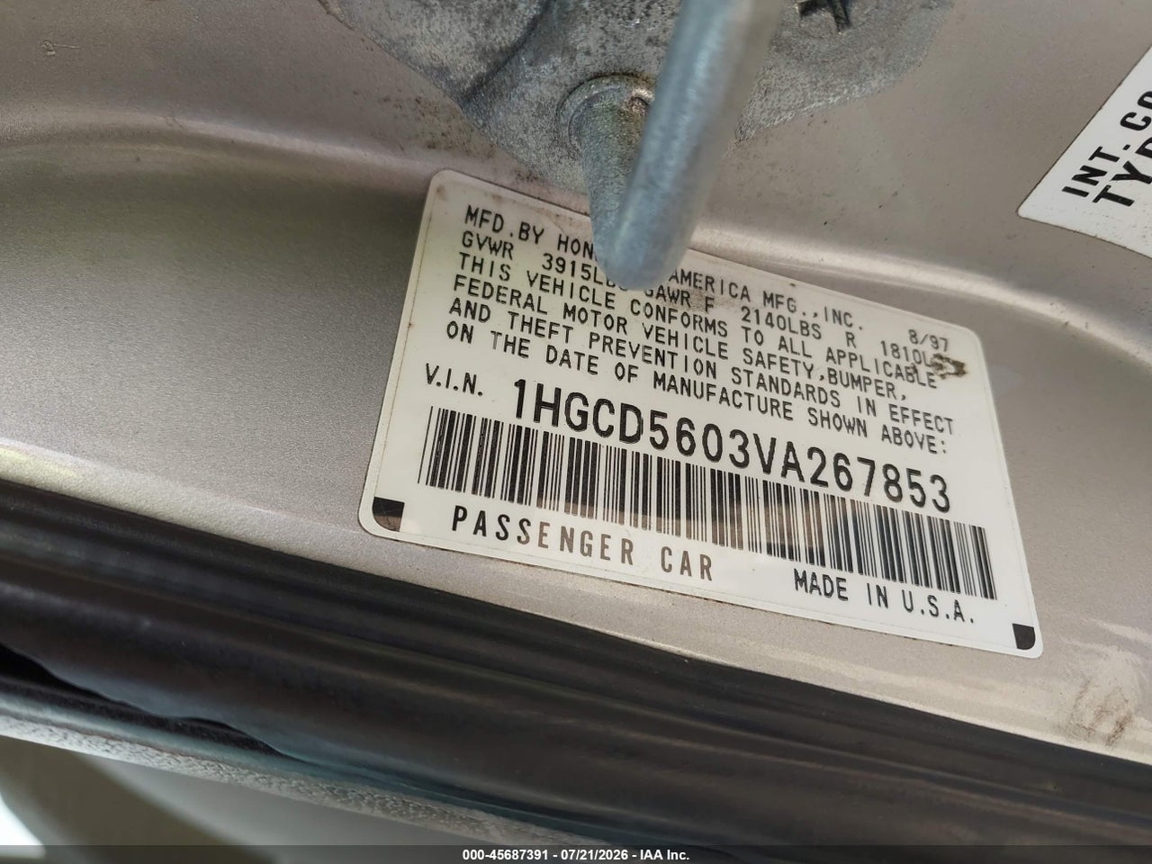 1997 HONDA ACCORD SE thumbnail 10