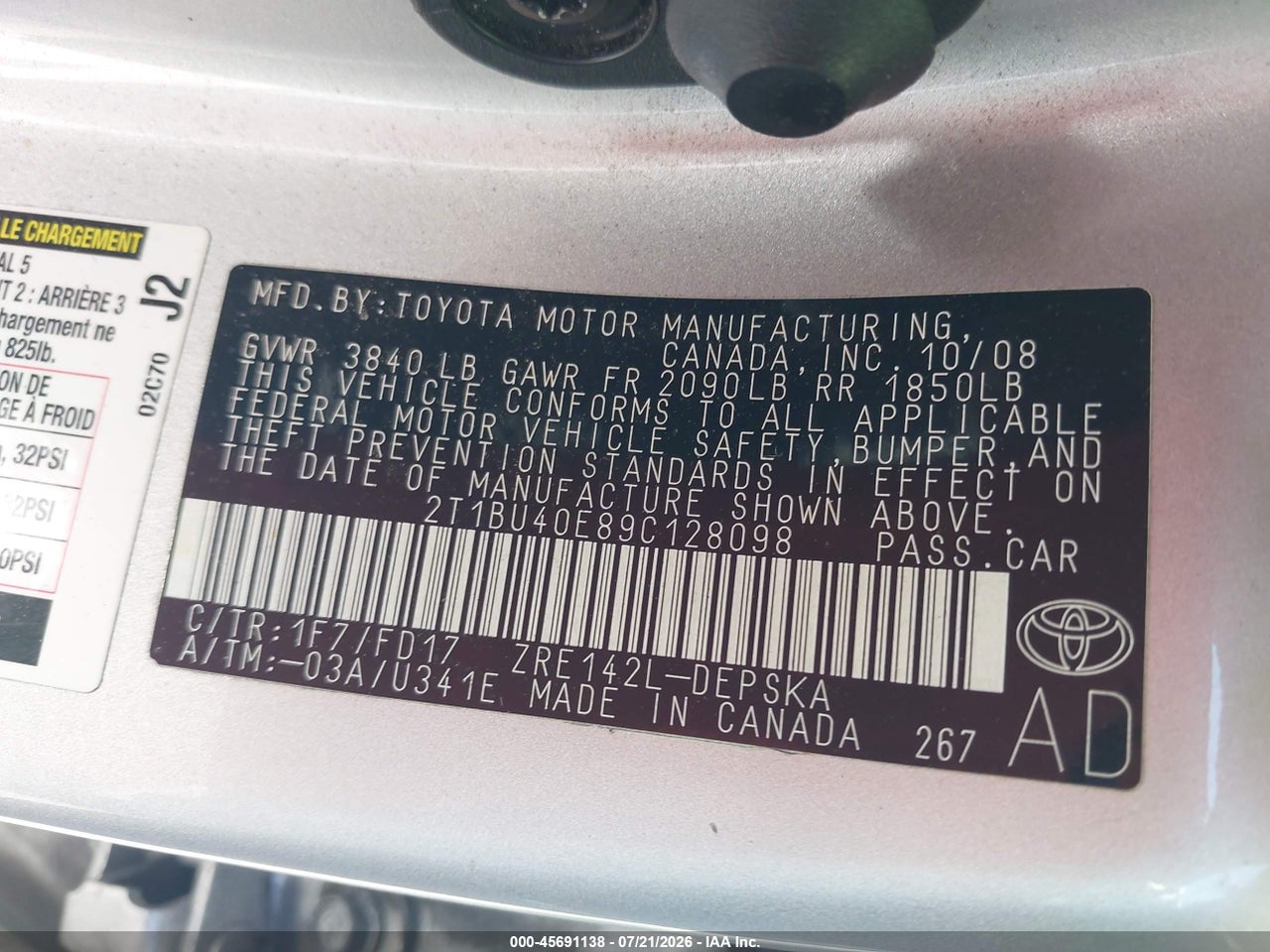 2009 TOYOTA COROLLA S thumbnail 10