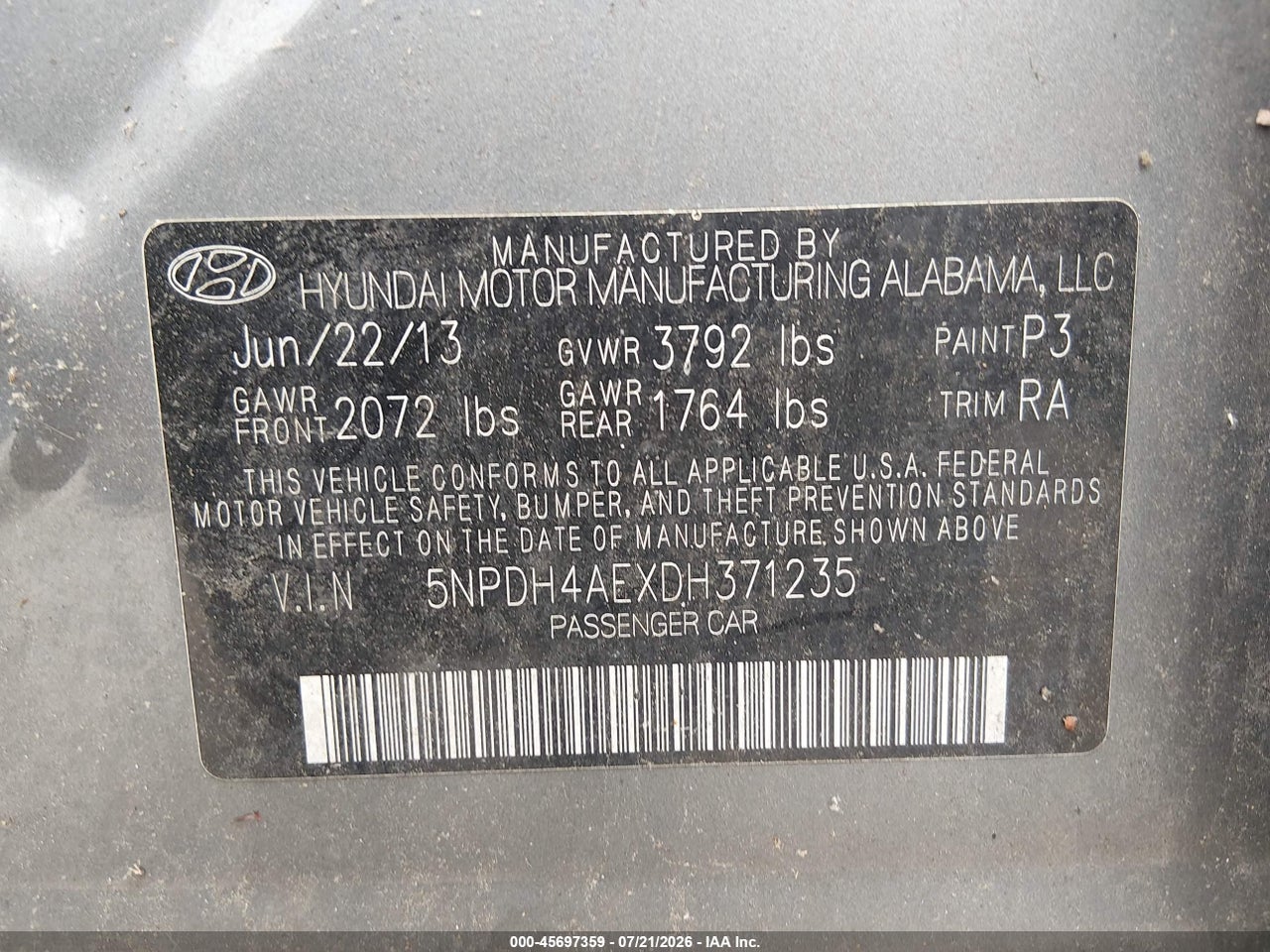 2013 HYUNDAI ELANTRA GLS thumbnail 10