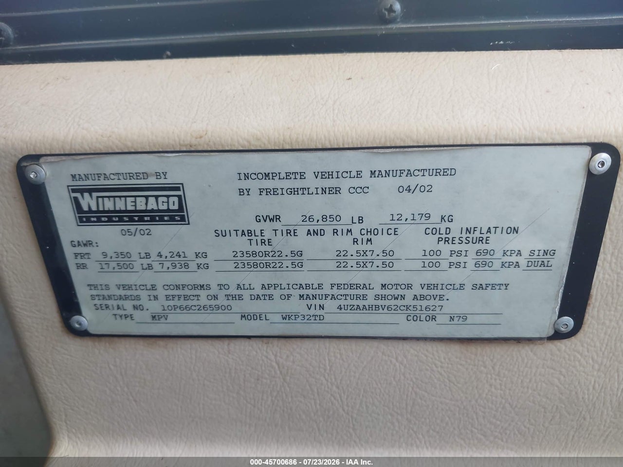 2002 FREIGHTLINER CHASSIS X LINE MOTOR HOME thumbnail 10