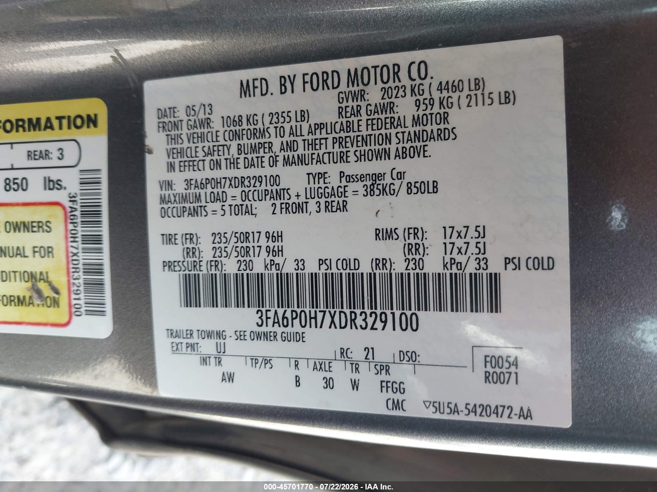 2013 FORD FUSION SE thumbnail 10