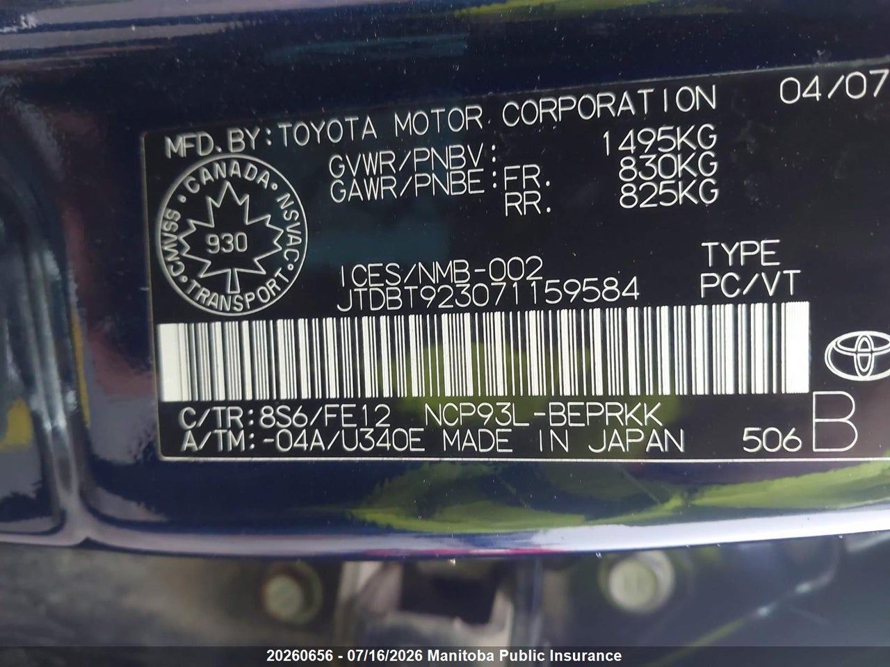 2007 TOYOTA YARIS thumbnail 10