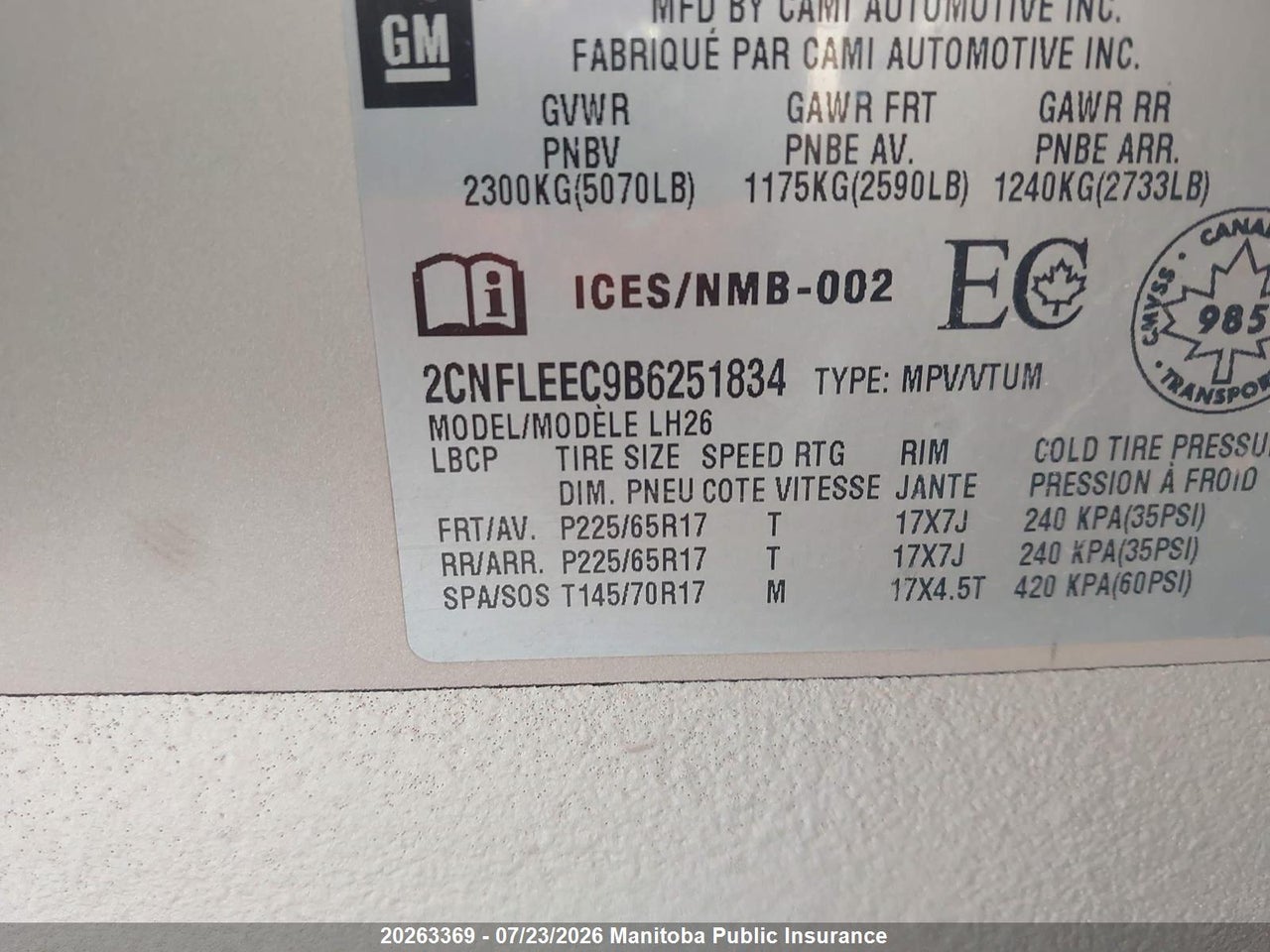 2011 CHEVROLET EQUINOX LT thumbnail 10