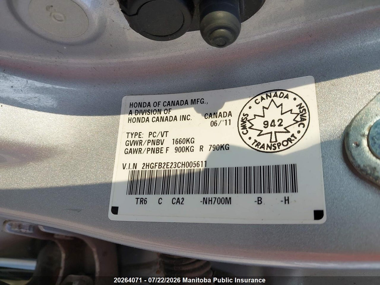 2012 HONDA CIVIC DX thumbnail 10
