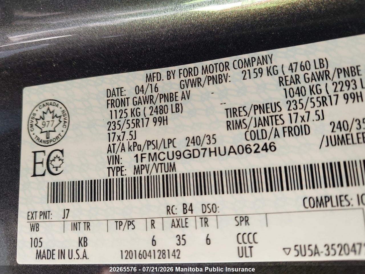 2017 FORD ESCAPE SE thumbnail 10