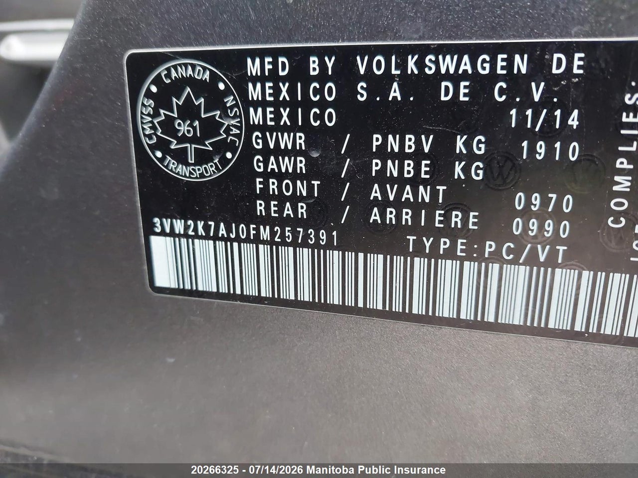 2015 VOLKSWAGEN JETTA 2.0 thumbnail 10
