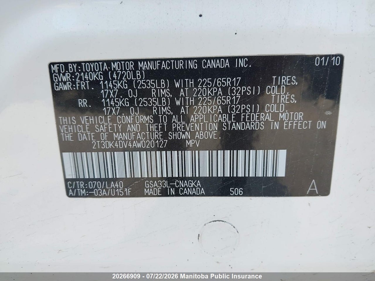 2010 TOYOTA RAV4 LIMITED V6 thumbnail 10