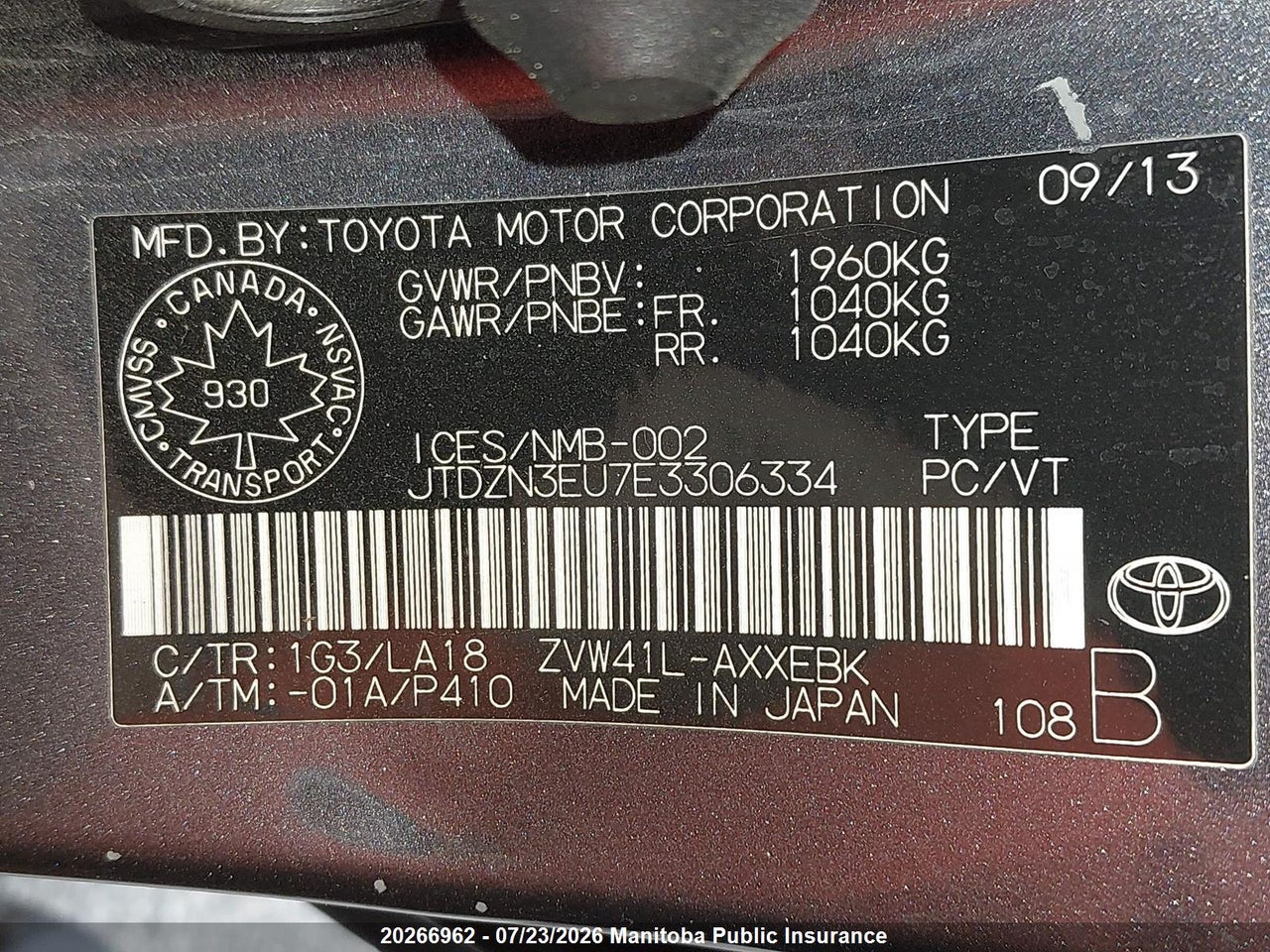 2014 TOYOTA PRIUS V thumbnail 9