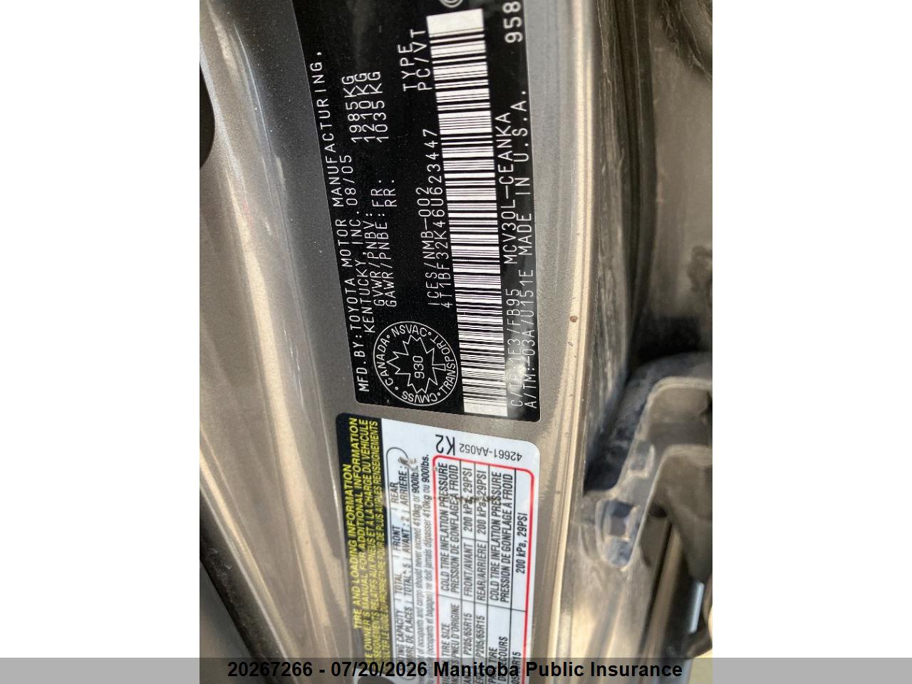 2006 TOYOTA CAMRY LE V6 thumbnail 10