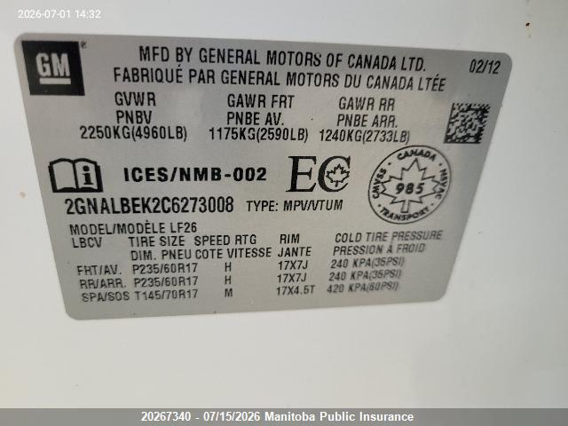 2012 CHEVROLET EQUINOX LS thumbnail 9