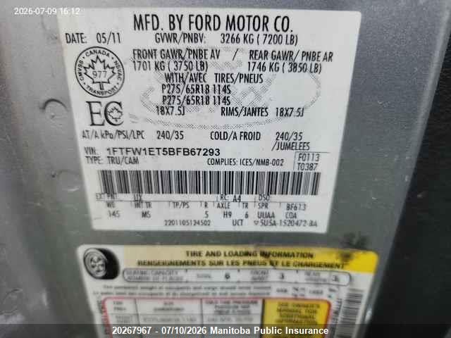 2011 FORD F150 XLT SUPERCREW  thumbnail 10