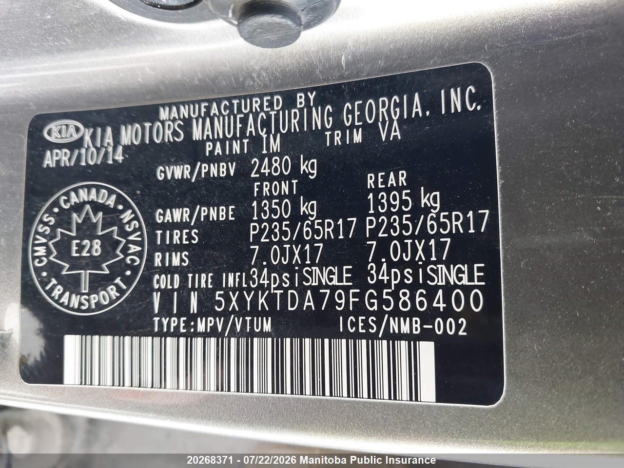 2015 KIA SORENTO LX V6 thumbnail 10