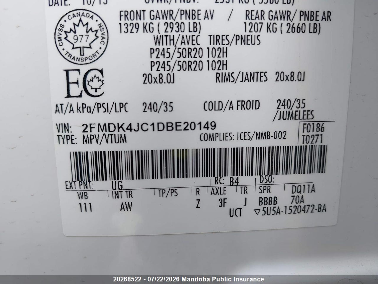 2013 FORD EDGE SEL thumbnail 10