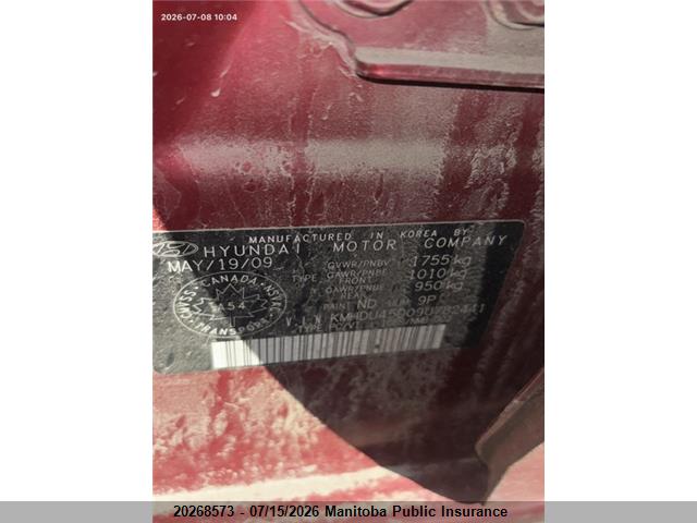 2009 HYUNDAI ELANTRA GL thumbnail 9