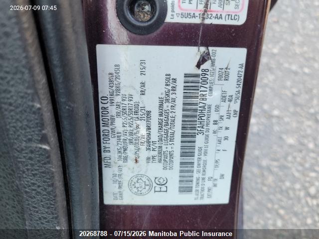 2011 FORD FUSION S thumbnail 9