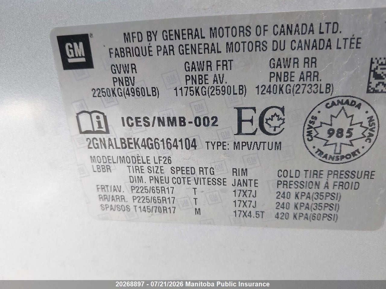 2016 CHEVROLET EQUINOX LS thumbnail 9