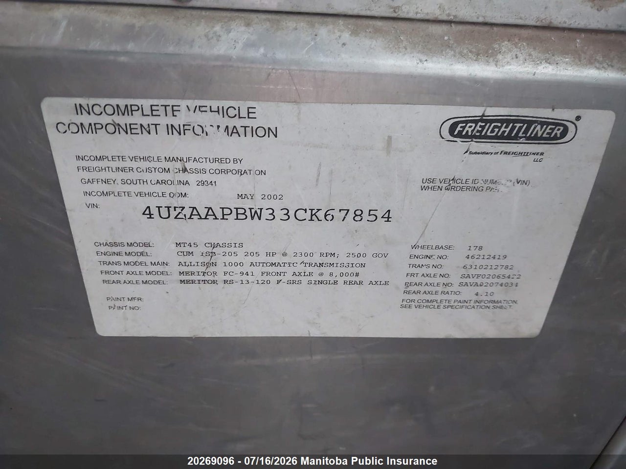 2003 FREIGHTLINER MT-45 thumbnail 10