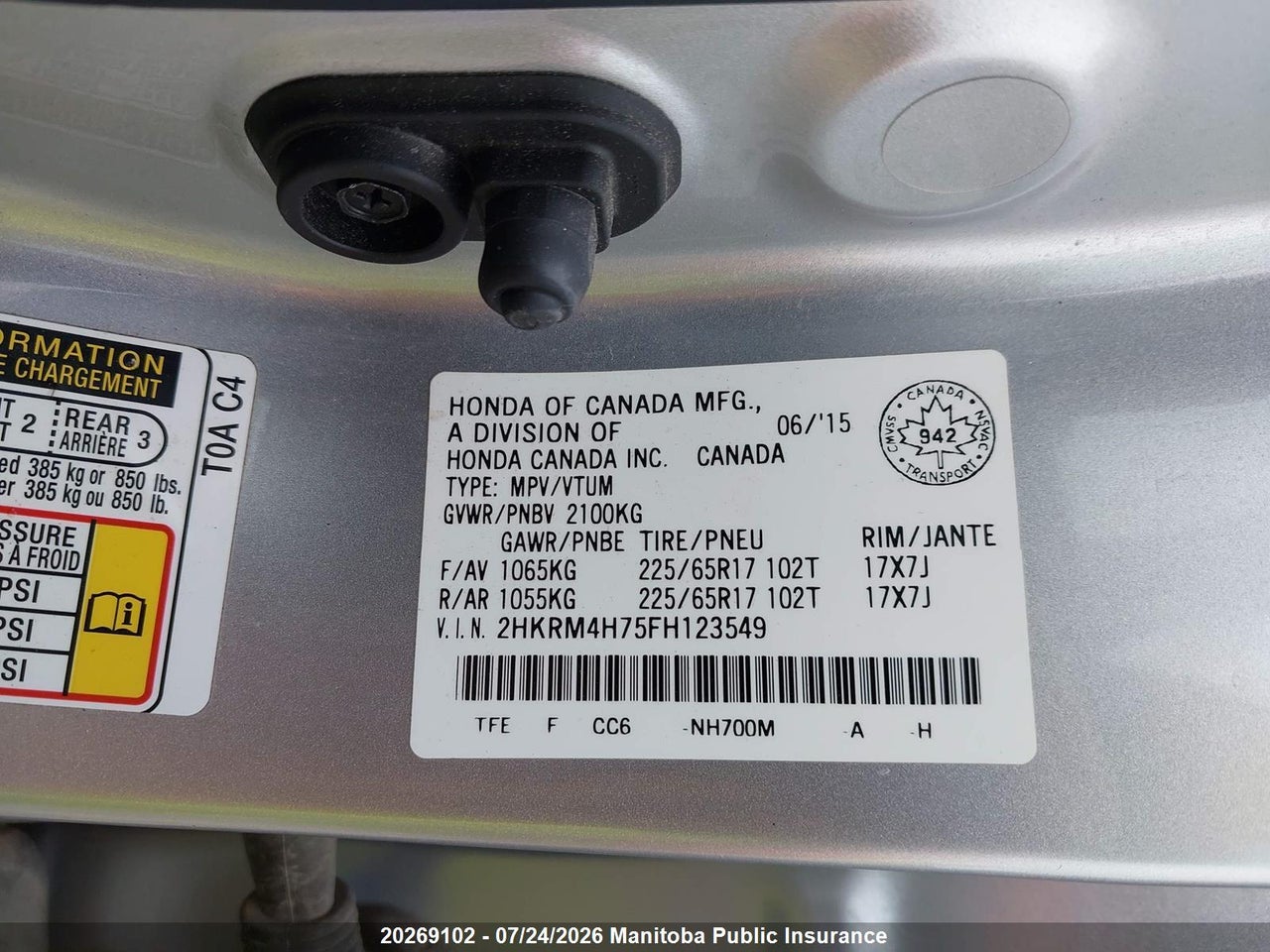 2015 HONDA CR-V EX thumbnail 9