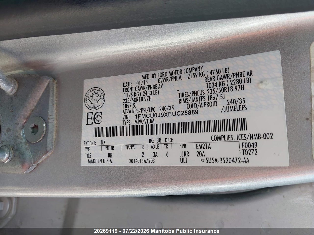 2014 FORD ESCAPE TITANIUM thumbnail 9