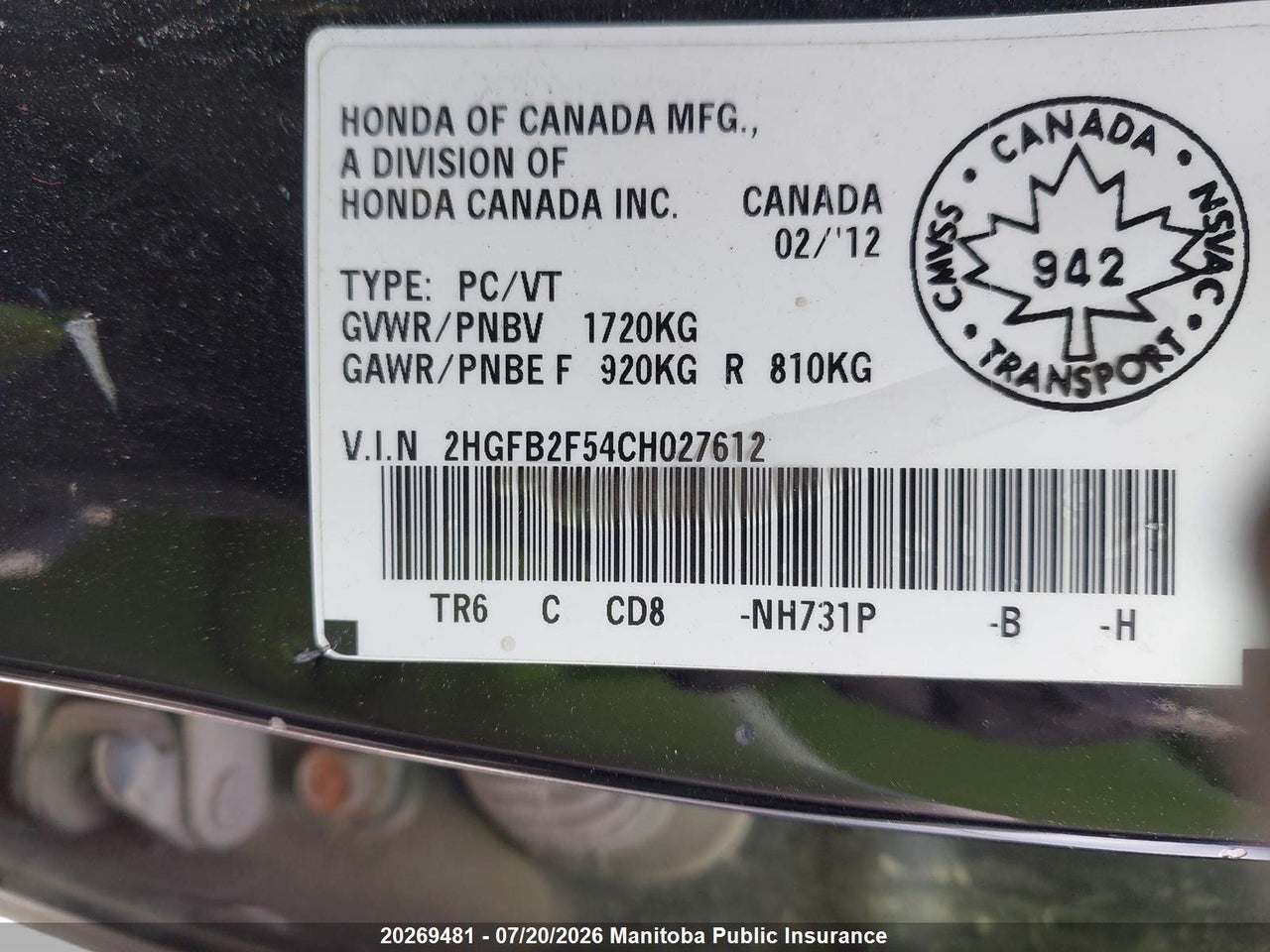 2012 HONDA CIVIC LX thumbnail 10