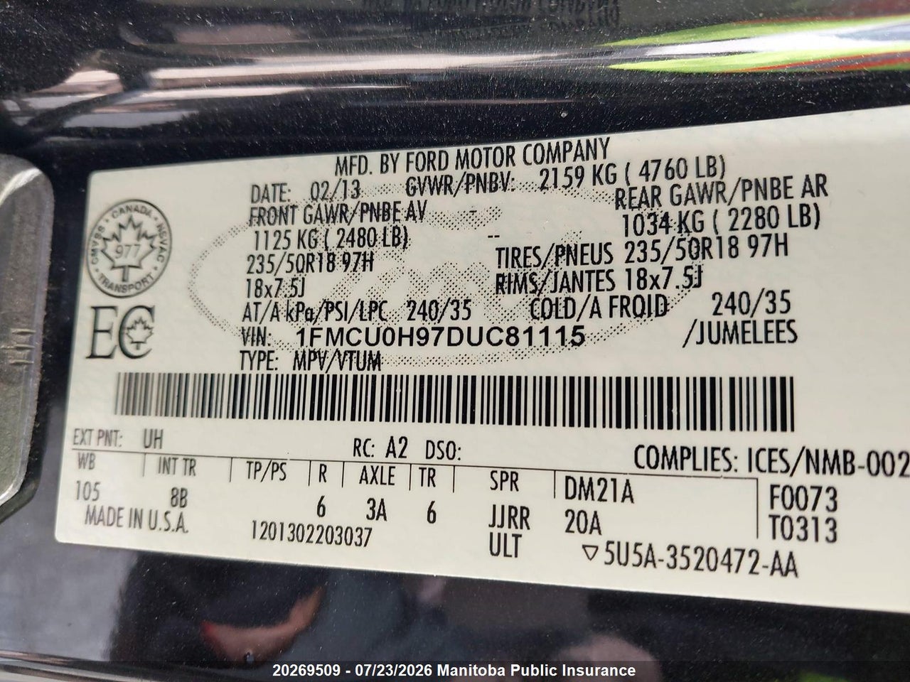 2013 FORD ESCAPE SEL thumbnail 10
