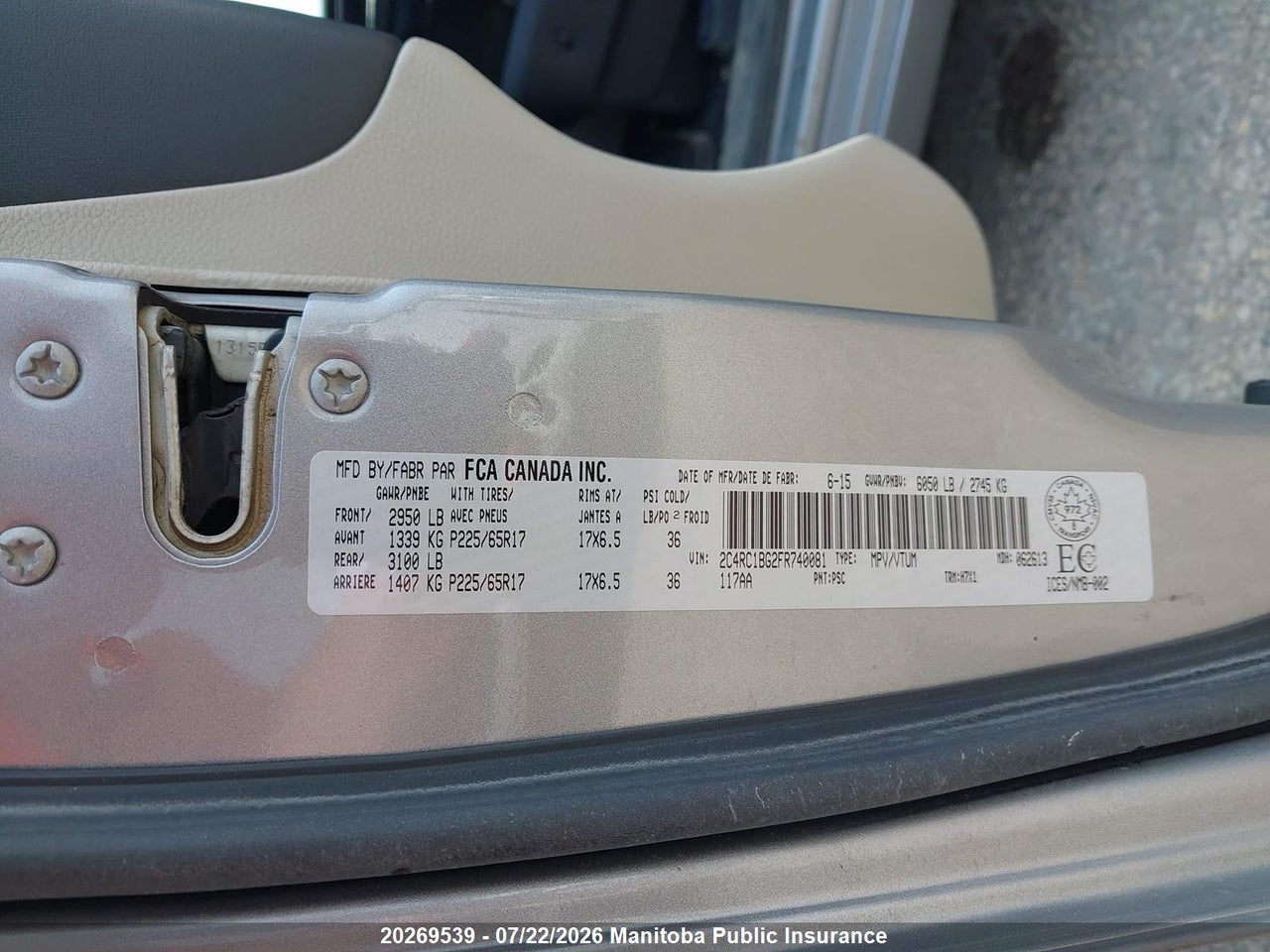 2015 CHRYSLER TOWN & COUNTRY TOURING thumbnail 10