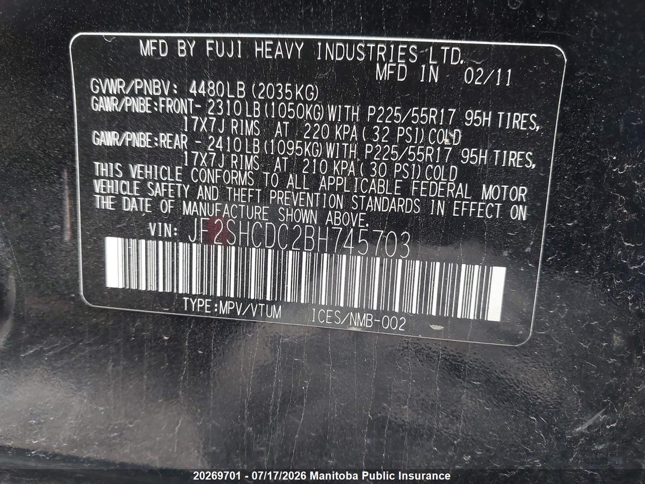 2011 SUBARU FORESTER 2.5 X  thumbnail 10